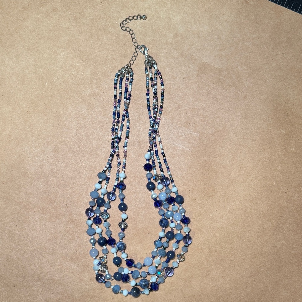 Four Strand Blue Beaded Necklace